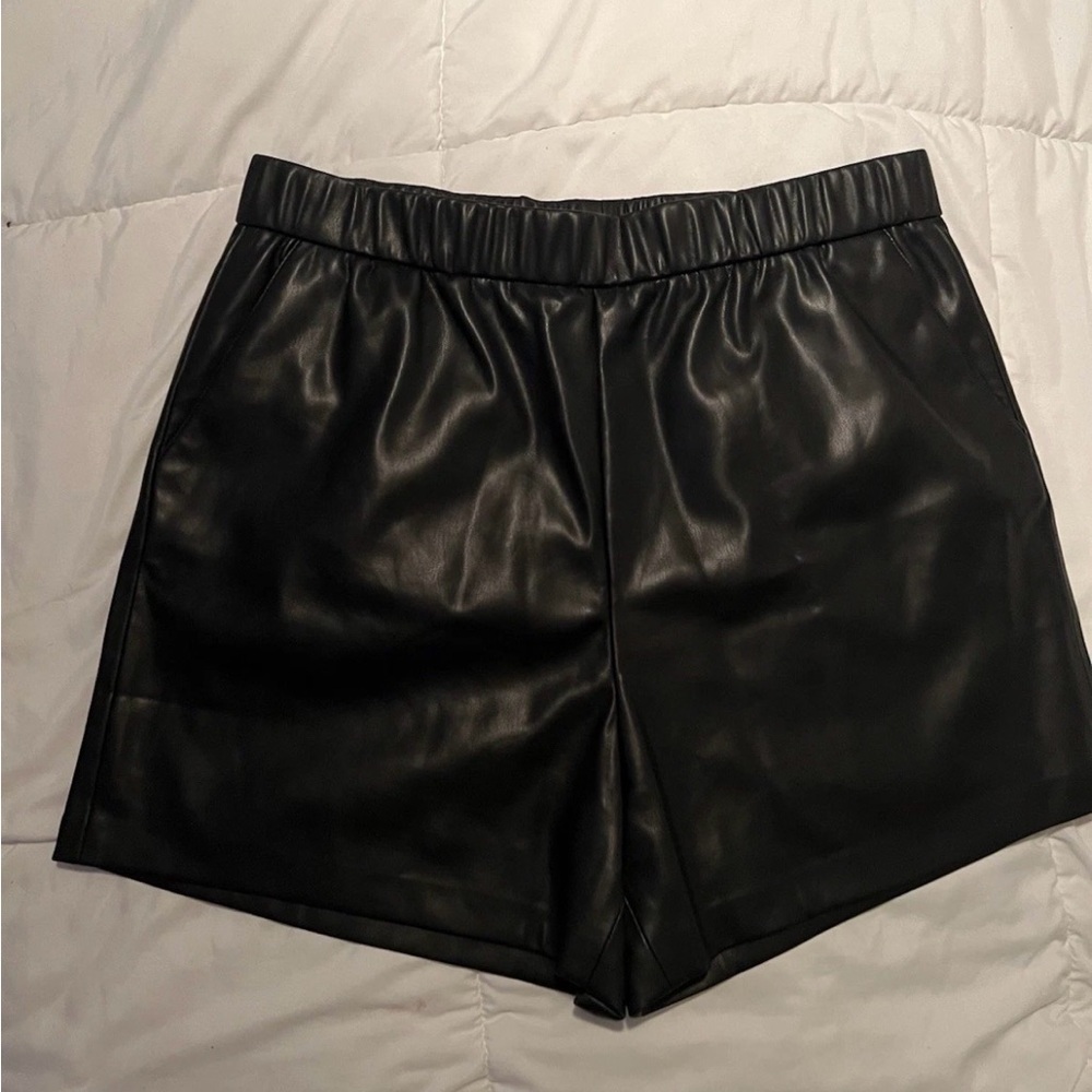Z Supply Black High-Waist Faux Leather Shorts